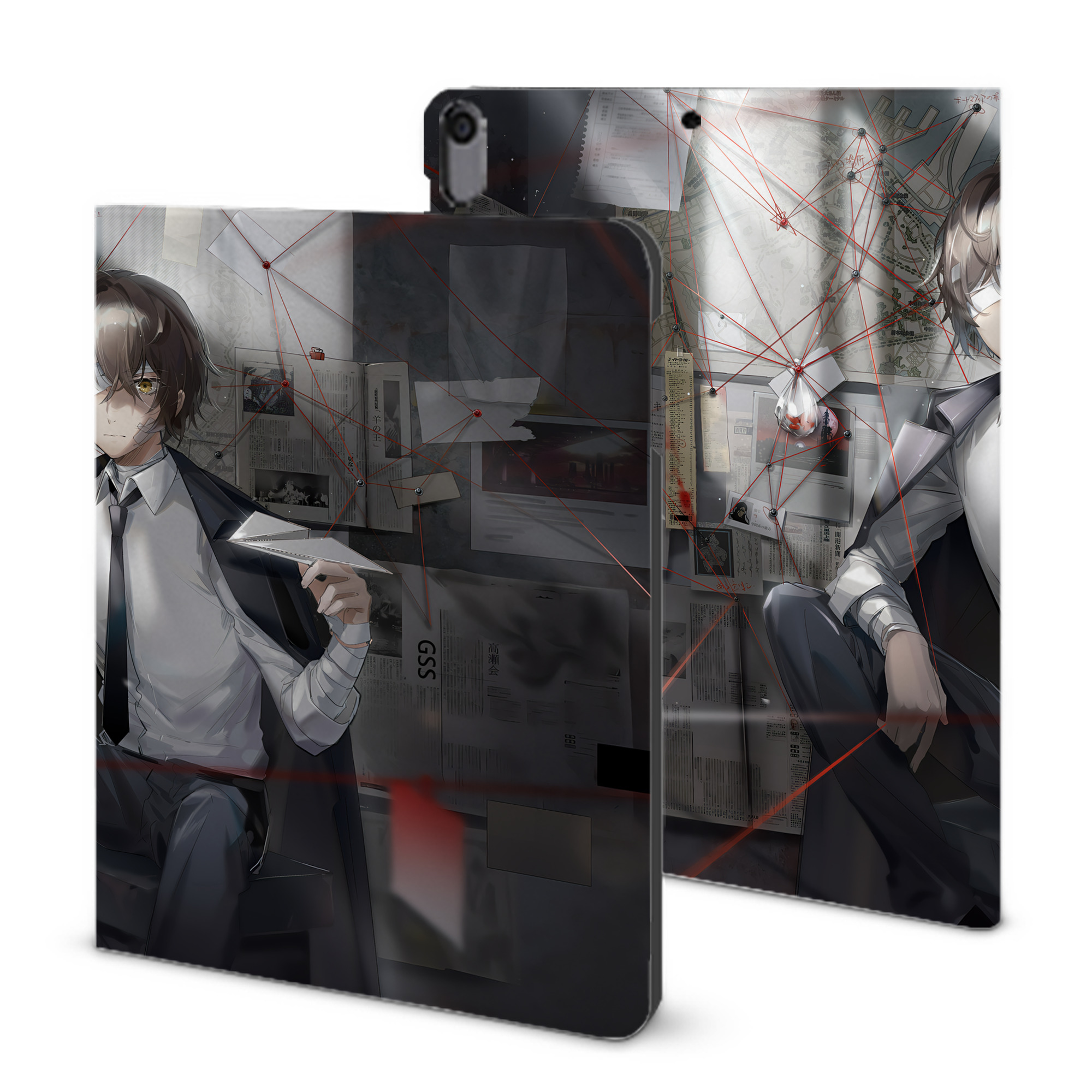 （画像用） 文豪ストレイドッグス Bungo Stray Dogs IPad ケース ブック型 PUレザー TPU 耐衝撃 軽量 薄型 ペン収納なし 全面保護 IPad 各モデル対応